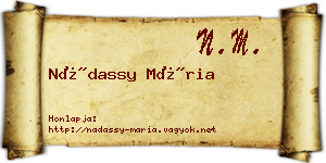 Nádassy Mária névjegykártya